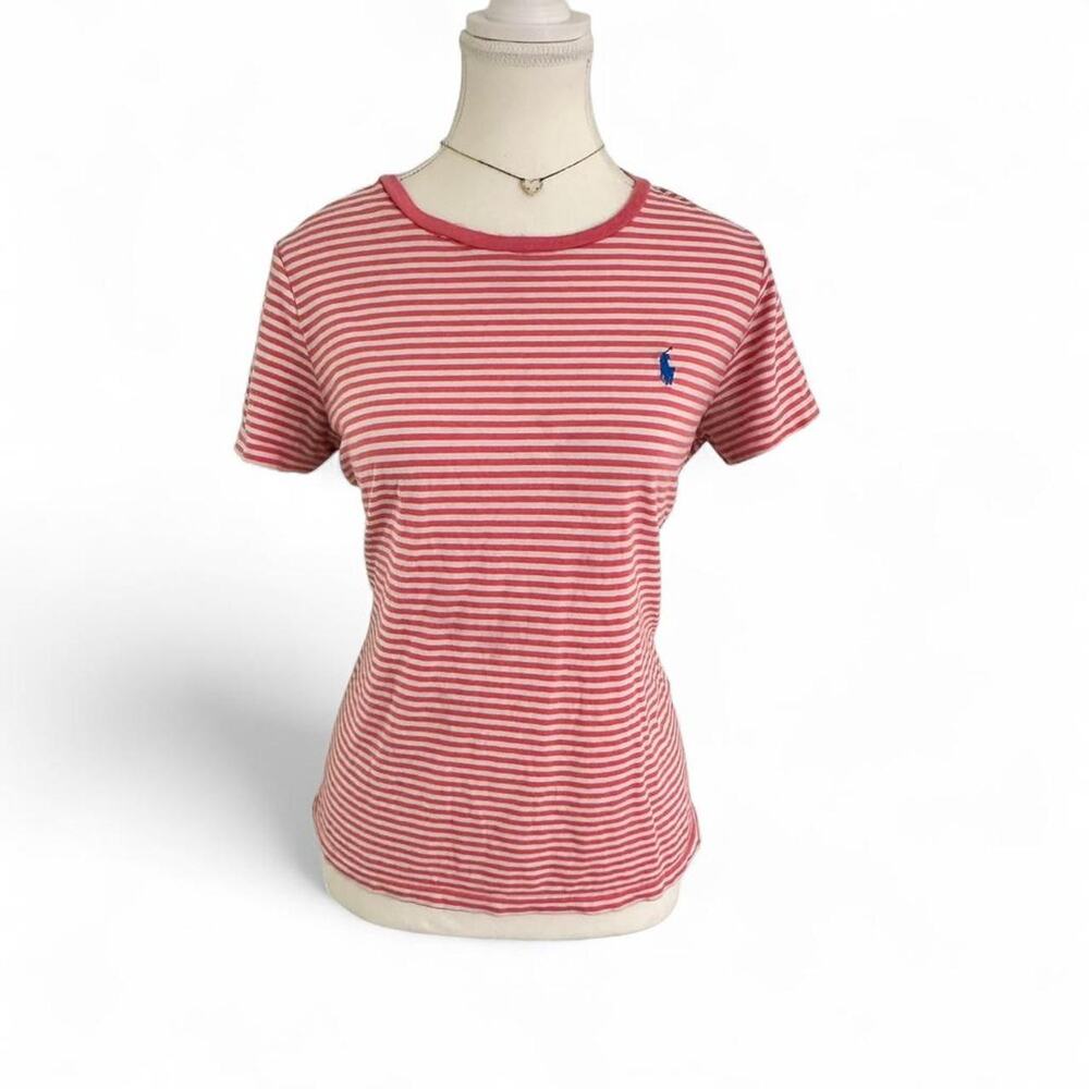 Polo Ralph Lauren Women’s Classy Classic Pink + White Striped Casual Size Large